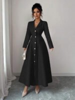 ⁦فستان طويل رسمي بياقة وأكمام طويلة⁩ - الصورة ⁦37⁩