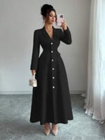 ⁦فستان طويل رسمي بياقة وأكمام طويلة⁩ - الصورة ⁦38⁩