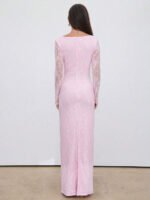 ⁦فستان سهرة طويل دانتيل بأكمام طويلة ورقبة مربعة⁩ - الصورة ⁦21⁩