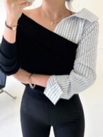 ⁦كنزة صوفية بتصميم غير متماثل⁩ - الصورة ⁦2⁩