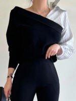 ⁦كنزة صوفية بتصميم غير متماثل⁩ - الصورة ⁦3⁩