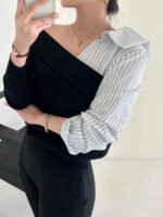 ⁦كنزة صوفية بتصميم غير متماثل⁩ - الصورة ⁦7⁩