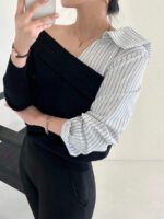 ⁦كنزة صوفية بتصميم غير متماثل⁩ - الصورة ⁦8⁩