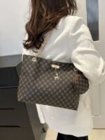 ⁦حقيبة كتف كبيرة السعة كتان⁩ - الصورة ⁦4⁩