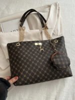 ⁦حقيبة كتف كبيرة السعة كتان⁩ - الصورة ⁦8⁩