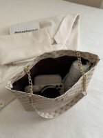 ⁦حقيبة كتف كبيرة السعة كتان⁩ - الصورة ⁦50⁩