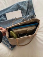 ⁦حقيبة كتف كبيرة السعة كتان⁩ - الصورة ⁦64⁩