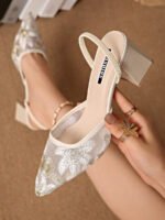 ⁦صنادل نسائية مزينة بالتطريز والدانتيل⁩ - الصورة ⁦9⁩