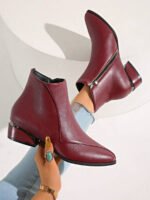 ⁦بوت نسائية قصيرة للكاحل ذات كعب سميك⁩ - الصورة ⁦10⁩