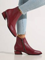 ⁦بوت نسائية قصيرة للكاحل ذات كعب سميك⁩ - الصورة ⁦15⁩