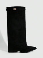 ⁦بوت طويلة بكعب سميك من الجلد المدبوغ⁩ - الصورة ⁦2⁩