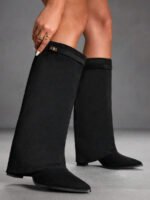 ⁦بوت طويلة بكعب سميك من الجلد المدبوغ⁩ - الصورة ⁦8⁩