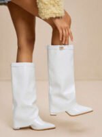 ⁦بوت طويلة بكعب سميك من الجلد المدبوغ⁩ - الصورة ⁦10⁩