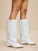 ⁦بوت طويلة بكعب سميك من الجلد المدبوغ⁩ - الصورة ⁦13⁩