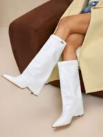 ⁦بوت طويلة بكعب سميك من الجلد المدبوغ⁩ - الصورة ⁦14⁩