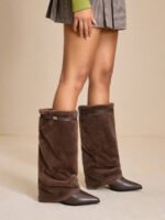 ⁦بوت طويلة بكعب سميك من الجلد المدبوغ⁩ - الصورة ⁦18⁩