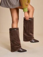 ⁦بوت طويلة بكعب سميك من الجلد المدبوغ⁩ - الصورة ⁦19⁩