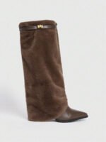 ⁦بوت طويلة بكعب سميك من الجلد المدبوغ⁩ - الصورة ⁦23⁩