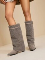 ⁦بوت طويلة بكعب سميك من الجلد المدبوغ⁩ - الصورة ⁦28⁩