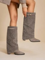 ⁦بوت طويلة بكعب سميك من الجلد المدبوغ⁩ - الصورة ⁦31⁩