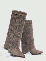 ⁦بوت طويلة بكعب سميك من الجلد المدبوغ⁩ - الصورة ⁦33⁩