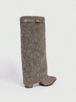 ⁦بوت طويلة بكعب سميك من الجلد المدبوغ⁩ - الصورة ⁦35⁩