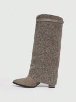 ⁦بوت طويلة بكعب سميك من الجلد المدبوغ⁩ - الصورة ⁦36⁩