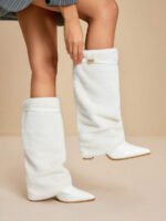 ⁦بوت طويلة بكعب سميك من الجلد المدبوغ⁩ - الصورة ⁦42⁩