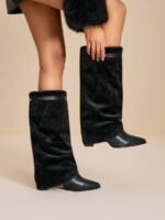 ⁦بوت طويلة بكعب سميك من الجلد المدبوغ⁩ - الصورة ⁦53⁩