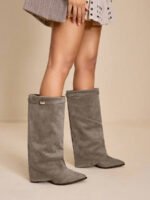 ⁦بوت طويلة بكعب سميك من الجلد المدبوغ⁩ - الصورة ⁦62⁩