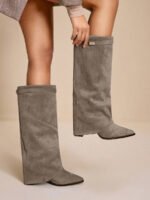 ⁦بوت طويلة بكعب سميك من الجلد المدبوغ⁩ - الصورة ⁦63⁩