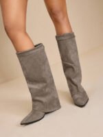 ⁦بوت طويلة بكعب سميك من الجلد المدبوغ⁩ - الصورة ⁦64⁩