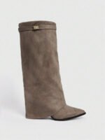 ⁦بوت طويلة بكعب سميك من الجلد المدبوغ⁩ - الصورة ⁦65⁩