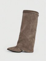 ⁦بوت طويلة بكعب سميك من الجلد المدبوغ⁩ - الصورة ⁦67⁩