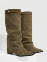 ⁦بوت طويلة بكعب سميك من الجلد المدبوغ⁩ - الصورة ⁦71⁩