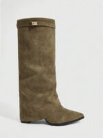 ⁦بوت طويلة بكعب سميك من الجلد المدبوغ⁩ - الصورة ⁦72⁩