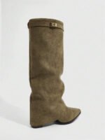 ⁦بوت طويلة بكعب سميك من الجلد المدبوغ⁩ - الصورة ⁦73⁩