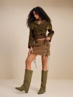 ⁦بوت طويلة بكعب سميك من الجلد المدبوغ⁩ - الصورة ⁦76⁩