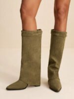 ⁦بوت طويلة بكعب سميك من الجلد المدبوغ⁩ - الصورة ⁦77⁩