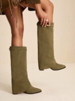 ⁦بوت طويلة بكعب سميك من الجلد المدبوغ⁩ - الصورة ⁦78⁩