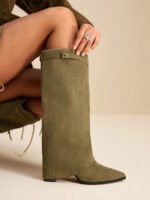 ⁦بوت طويلة بكعب سميك من الجلد المدبوغ⁩ - الصورة ⁦79⁩