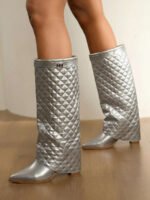 ⁦بوت طويلة بكعب سميك من الجلد المدبوغ⁩ - الصورة ⁦83⁩