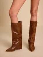 ⁦بوت طويلة بكعب سميك من الجلد المدبوغ⁩ - الصورة ⁦101⁩