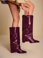 ⁦بوت طويلة بكعب سميك من الجلد المدبوغ⁩ - الصورة ⁦104⁩