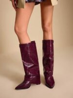 ⁦بوت طويلة بكعب سميك من الجلد المدبوغ⁩ - الصورة ⁦107⁩