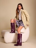 ⁦بوت طويلة بكعب سميك من الجلد المدبوغ⁩ - الصورة ⁦110⁩