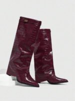 ⁦بوت طويلة بكعب سميك من الجلد المدبوغ⁩ - الصورة ⁦112⁩