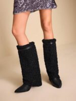 ⁦بوت طويلة بكعب سميك من الجلد المدبوغ⁩ - الصورة ⁦116⁩