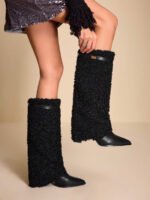 ⁦بوت طويلة بكعب سميك من الجلد المدبوغ⁩ - الصورة ⁦121⁩