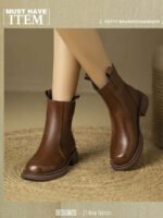 ⁦بوت قصيرة نسائية ذو كعب منخفض⁩ - الصورة ⁦4⁩